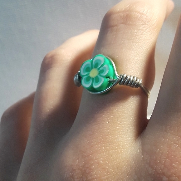 Handmade Clay Flower Bead Rings - Picture 2 of 2